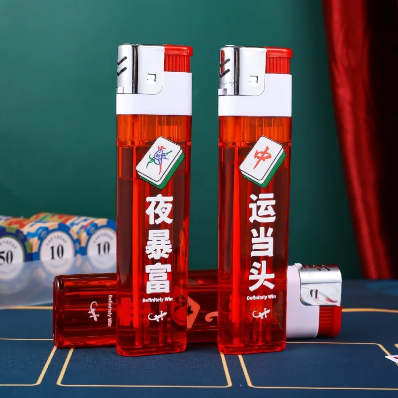 Super Large Giant Open Flame Butane Big Lighter Red Large Capacity Windproof Plastic Lighter Outdoor Barbecue Men'S Smoking Tool