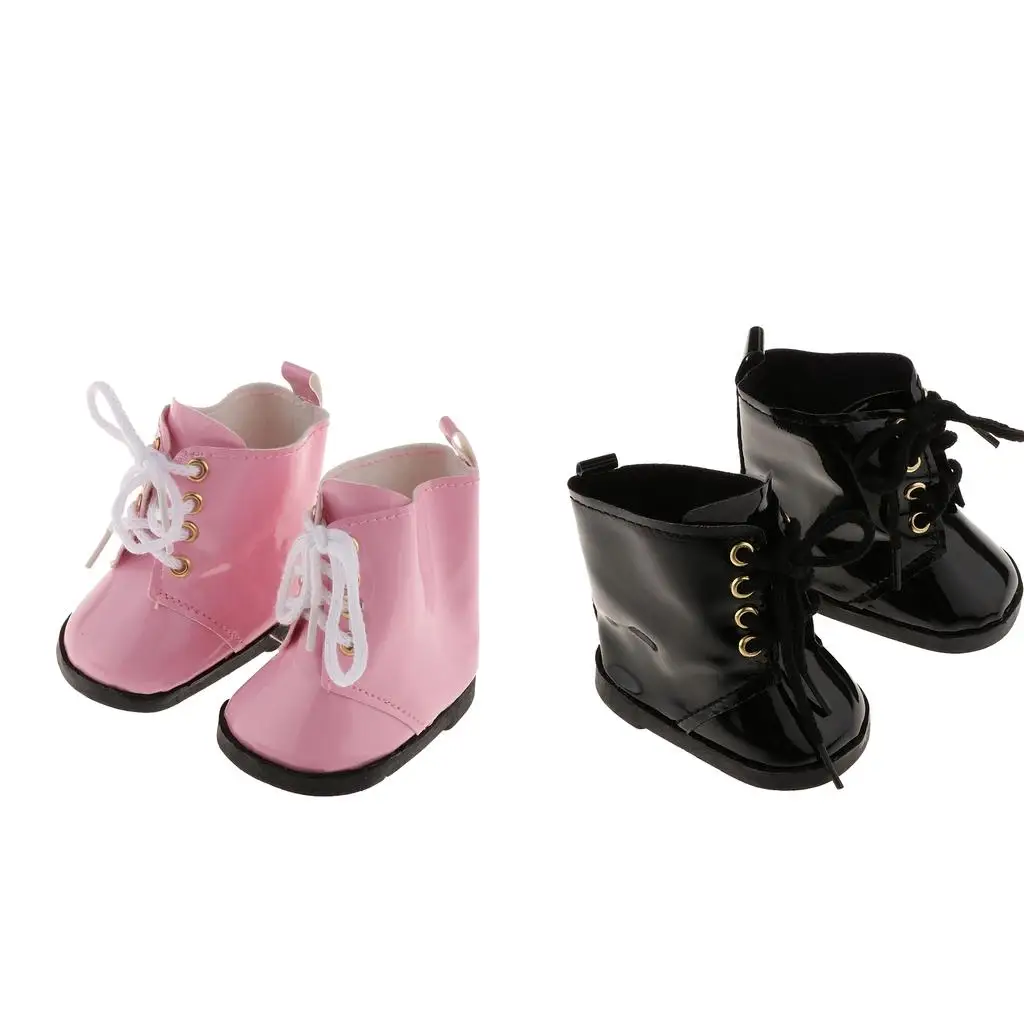 Botas de equitação rosa/pretas para boneca AG de 18 polegadas, presentes para meninas