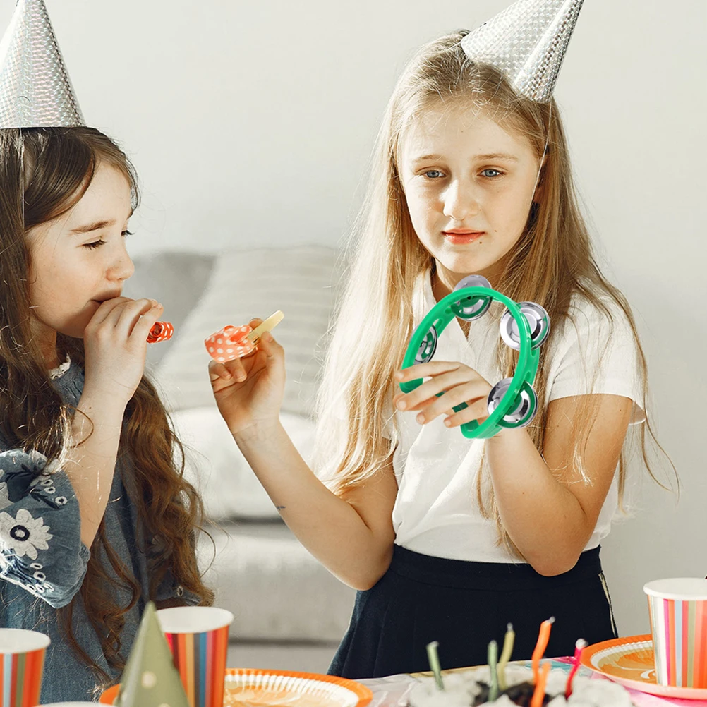 

10Pcs Kids Tambourines Exquisite Workmanship Handheld Bells for Kindergarten Play Music Devices Festival Celebration Gift Ideas