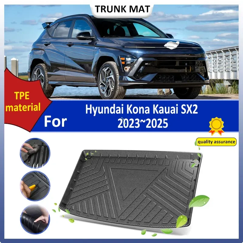 Car TPE Storage Box Pad For Hyundai Kona Kauai SX2 2023 2024 2025 Cargo Liner Rear Trunk Mat Anti slip Anti scratch waterproof