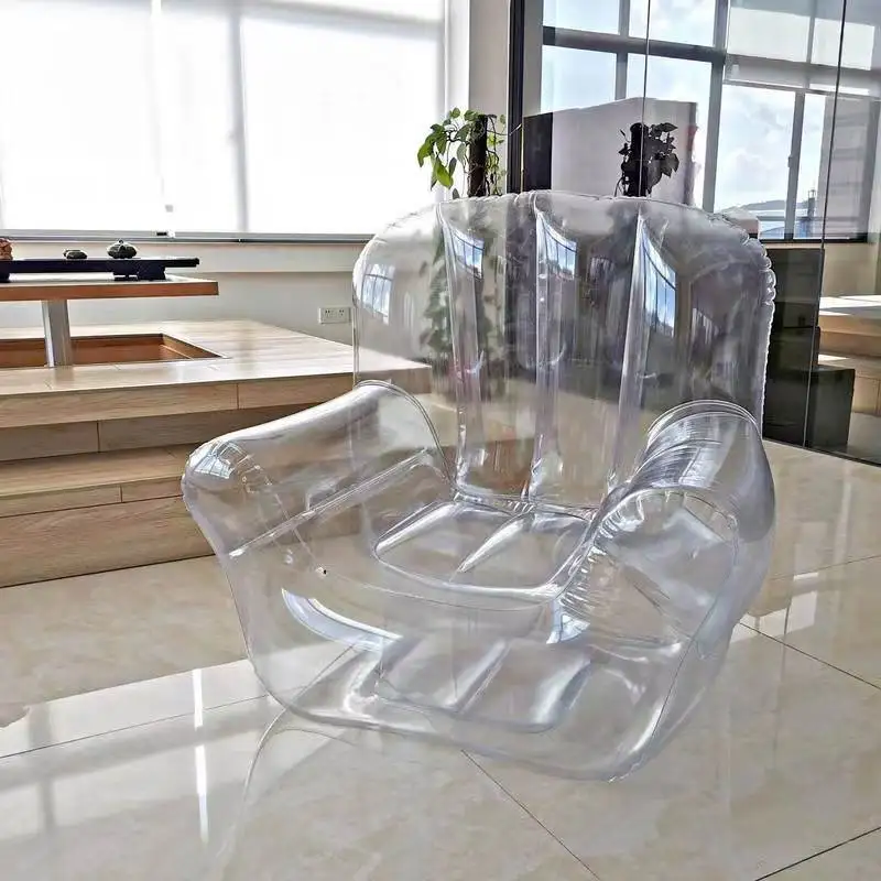 Sofá inflable transparente para interiores y exteriores, muebles suaves para sala de estar, fiesta, piscina, silla de aire transparente para adultos y niños