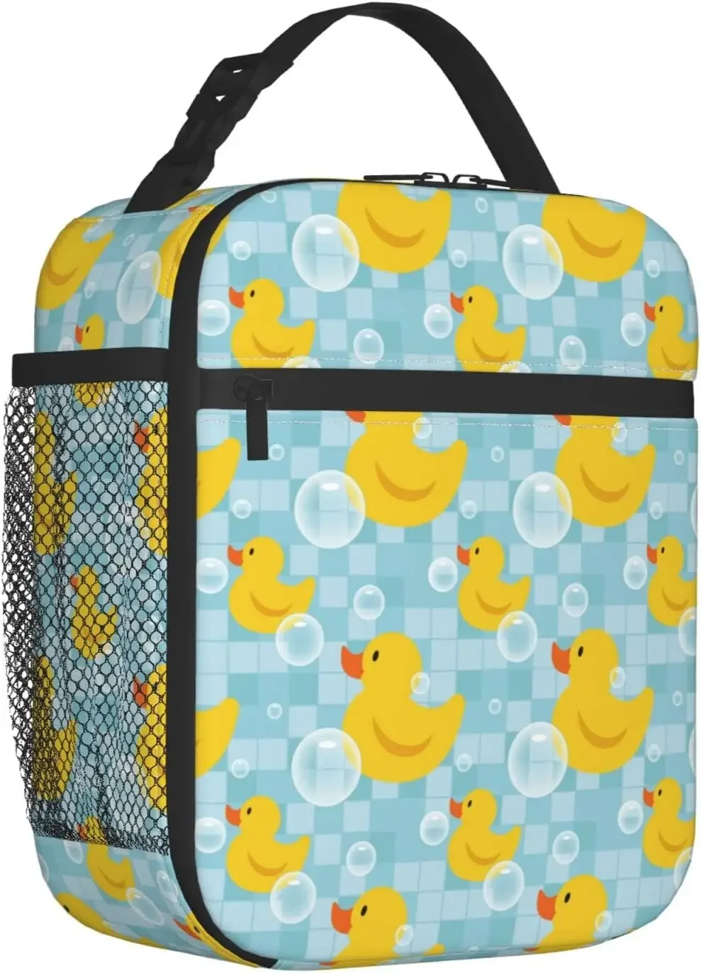 Cute Cartoon Rubber Duckies Yellow Duck Unisex Lunch Bag Tote Meal Bag Reusable Insulated Portable Lunch Box Handbags