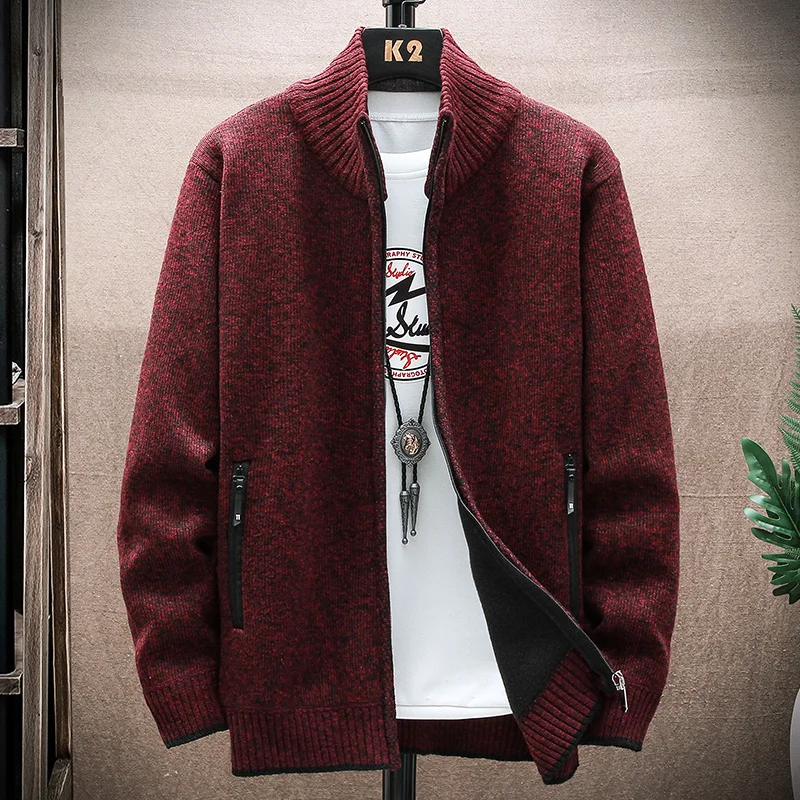 

Мужская повседневная куртка с воротником на молнии, на флисовой подкладке, модная городская, свободного кроя, с длинными рукавами, теплая зимняя, однотонная