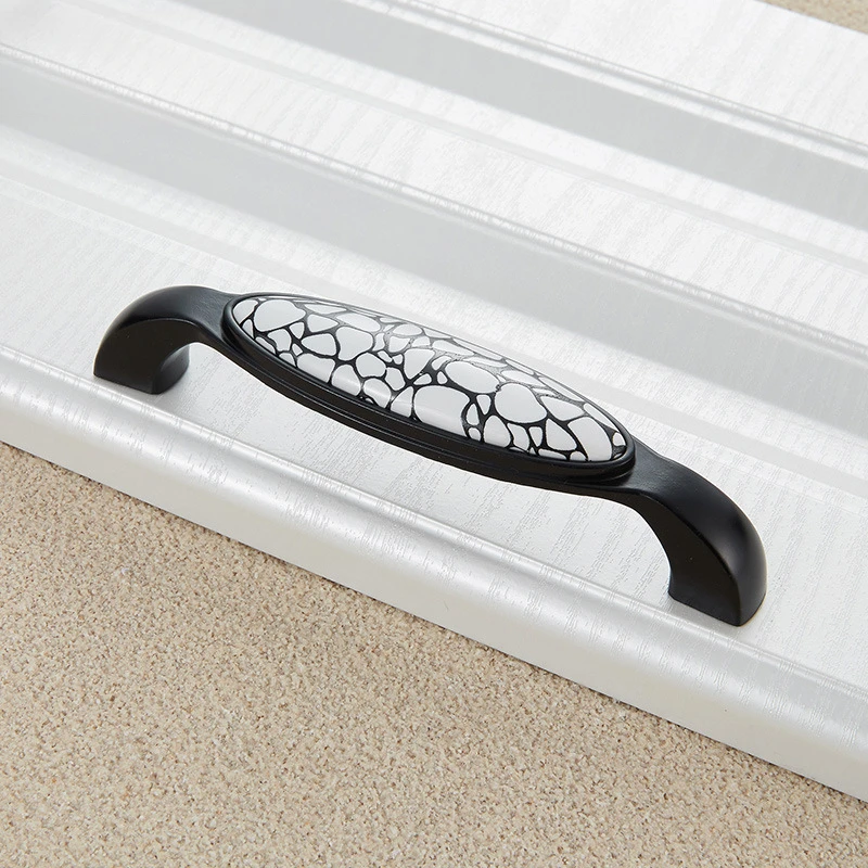 New Chinese-style matte black ceramic cabinet door handles, suitable for kitchen cabinets, drawers, doors and windows