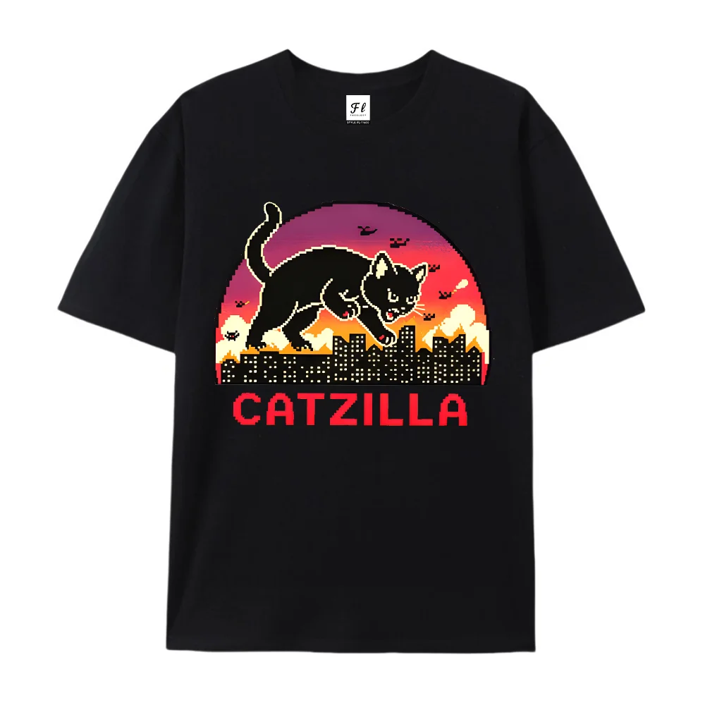Fashion Hipster Funny Shirts for Men &  Women Casual Quirky Graphic Interesting Tees Streetwear Fashion Tops  with Cat Cartoon