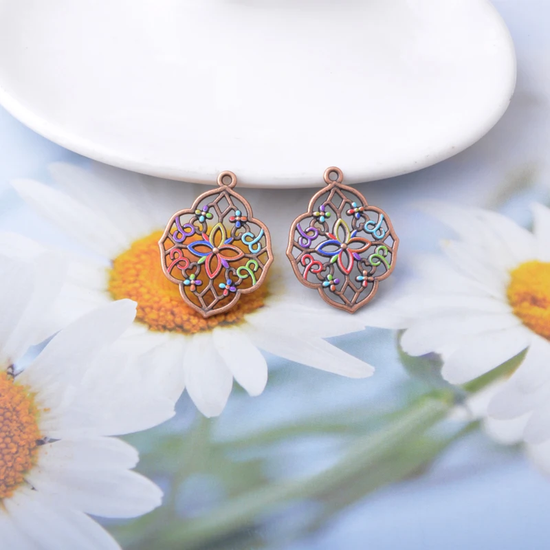 12 Stück/Set Ethno Frühling-Sommer-Stil Libellen-Schmetterling bemalte Anhänger Schmuckherstellung Geometrischer Boho-Anhänger DIY Damenohrringe – Detail 8