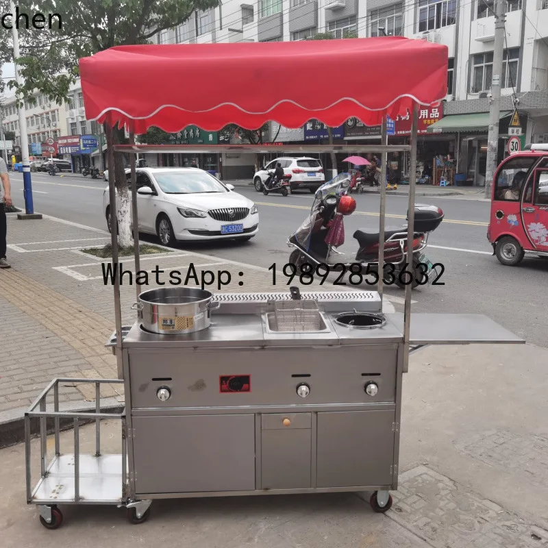 

AB Multifunctional Mobile Iron Plate Stove Night Market Skewer Cart