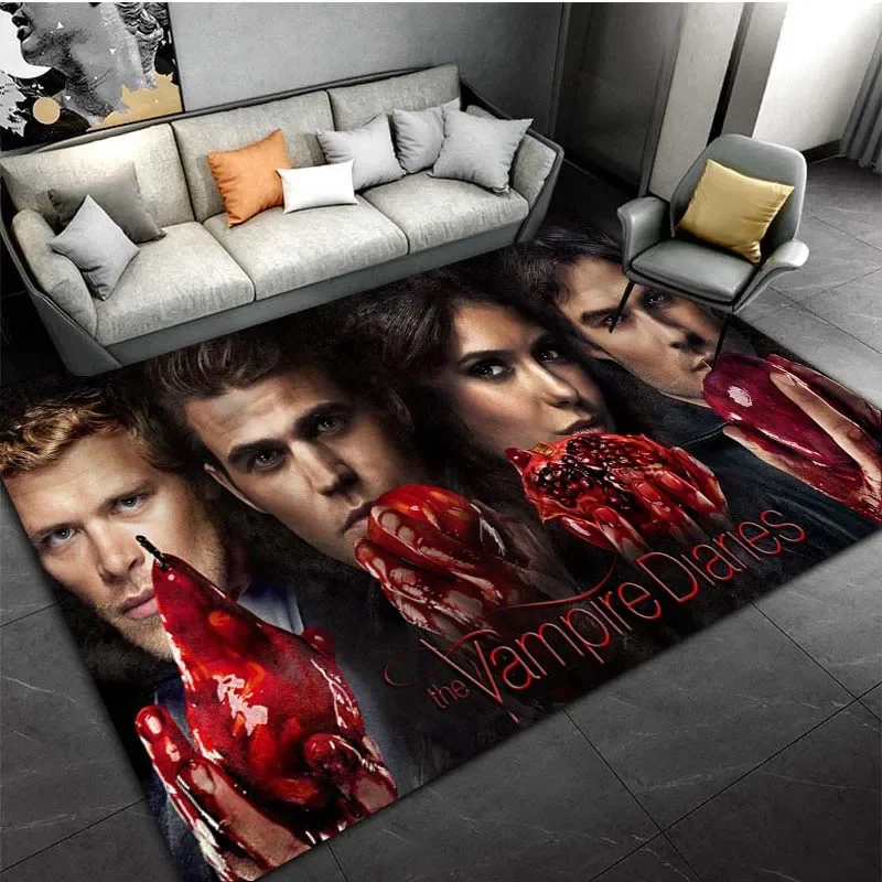 The Vampire Diaries Damon Fear Living Room Carpet Non-slip Bedroom Rug Bathroom Mat Gift Soft Yoga Rug Area Rug Bedroom Decor