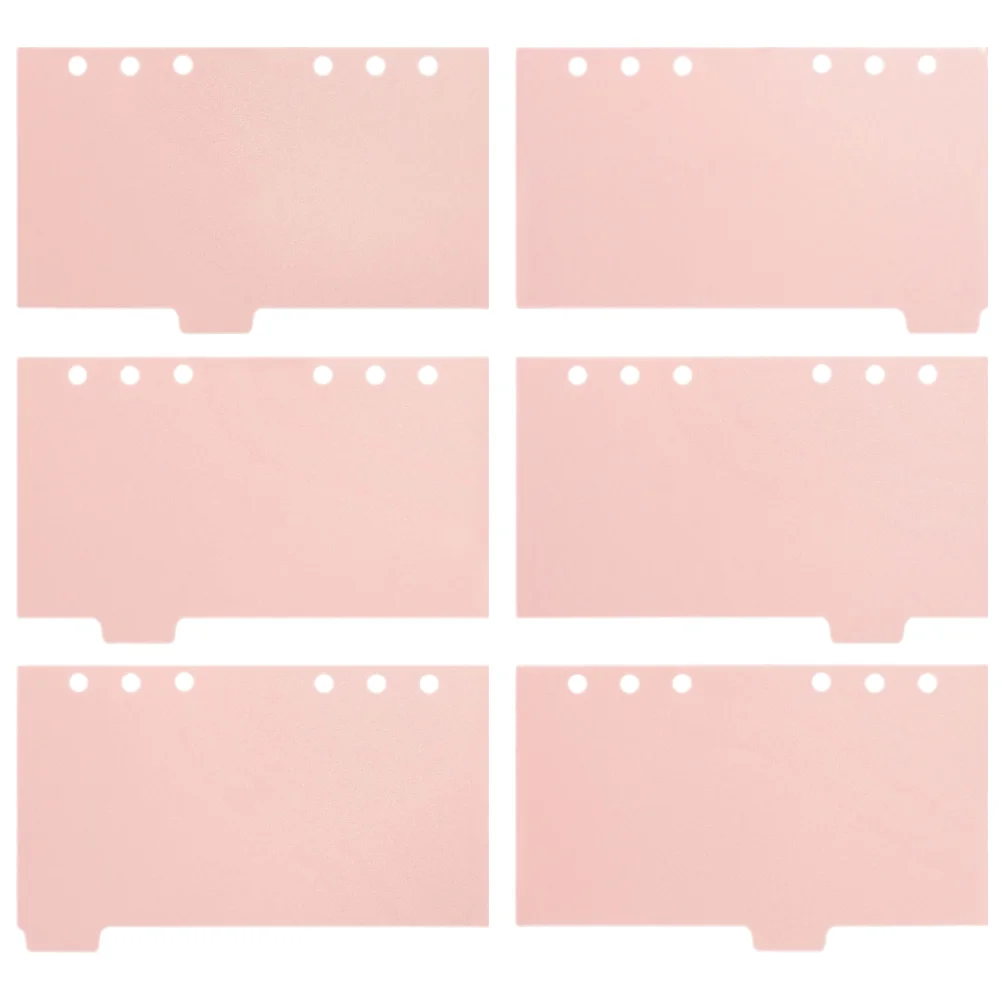 6 Sheets Slip Paper Notebooks Binders Light Pink Dividers Tabs Ring A5 Partition