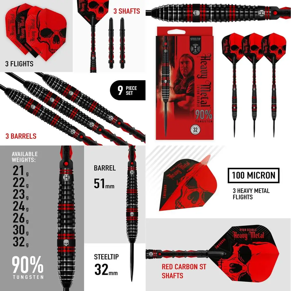 

Набор Pro Darts от Ryan Searle: 90% вольфрама, варианты 21–32 г, карбоновые валы и тяжелые полеты.