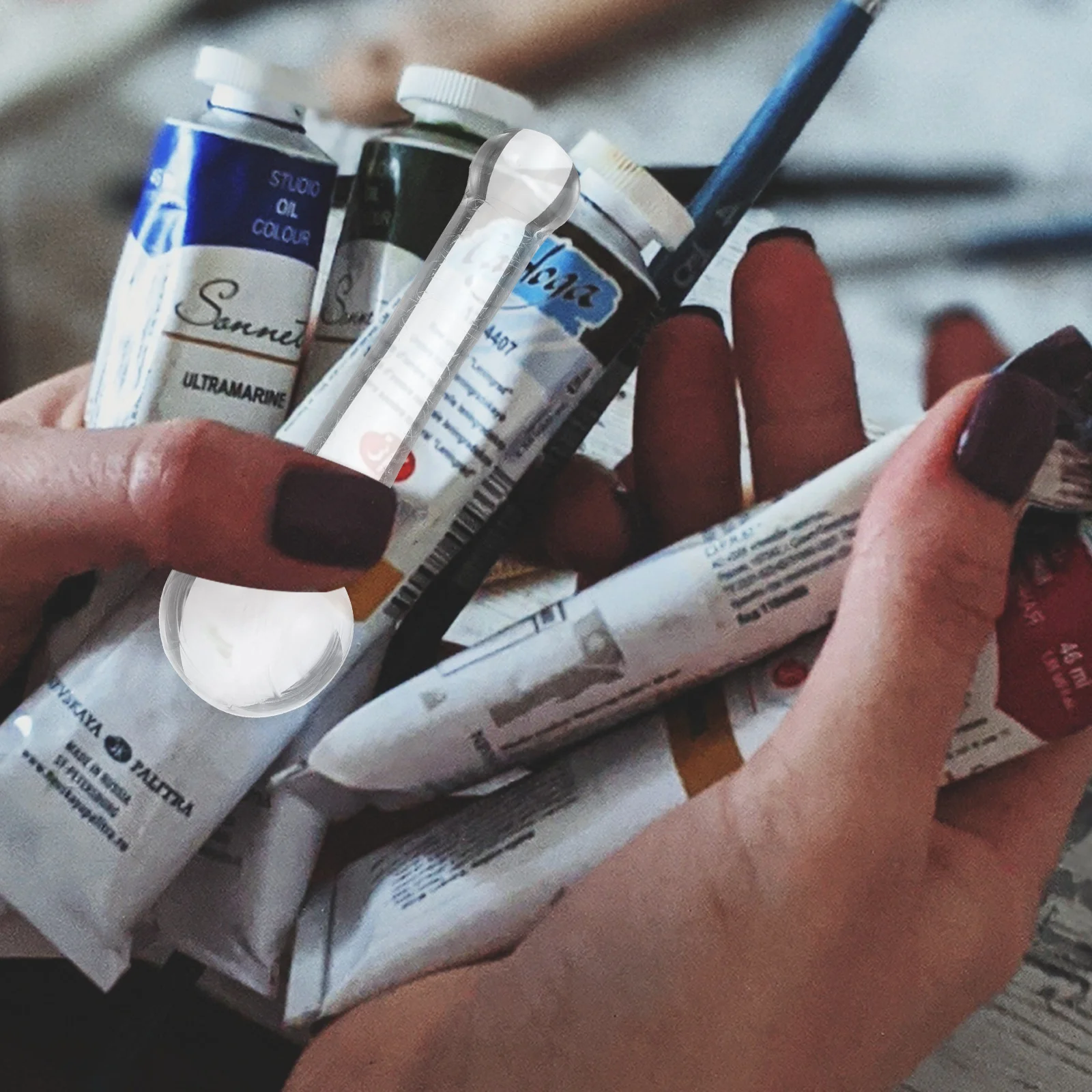 

Glass Muller Pigment Grinding Pestle Ergonomic Handle Portable Mixing Rod for Oil Painting Watercolor Glass Muller