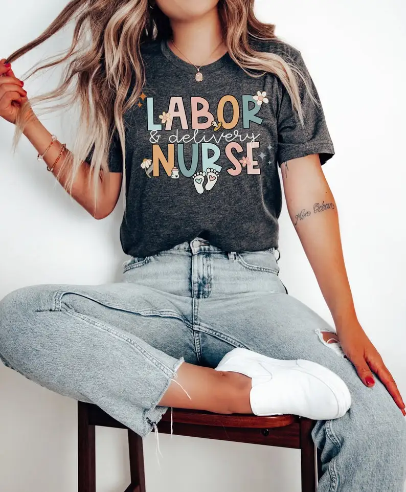 Labor and Delivery Nurse Shirt Baby Nurse Short Sleeve Top Tees 100% Cotton Streetwear Harajuku goth y2k kawaii Drop shipping