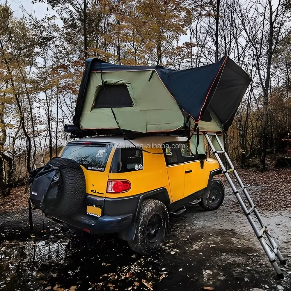 ABS Hardshell Rooftop Tent Hybrid Roof Top Tent for 3-4 Persons With Aluminum Bottom Layer Clamshell Rooftop Tent for Truck jeep