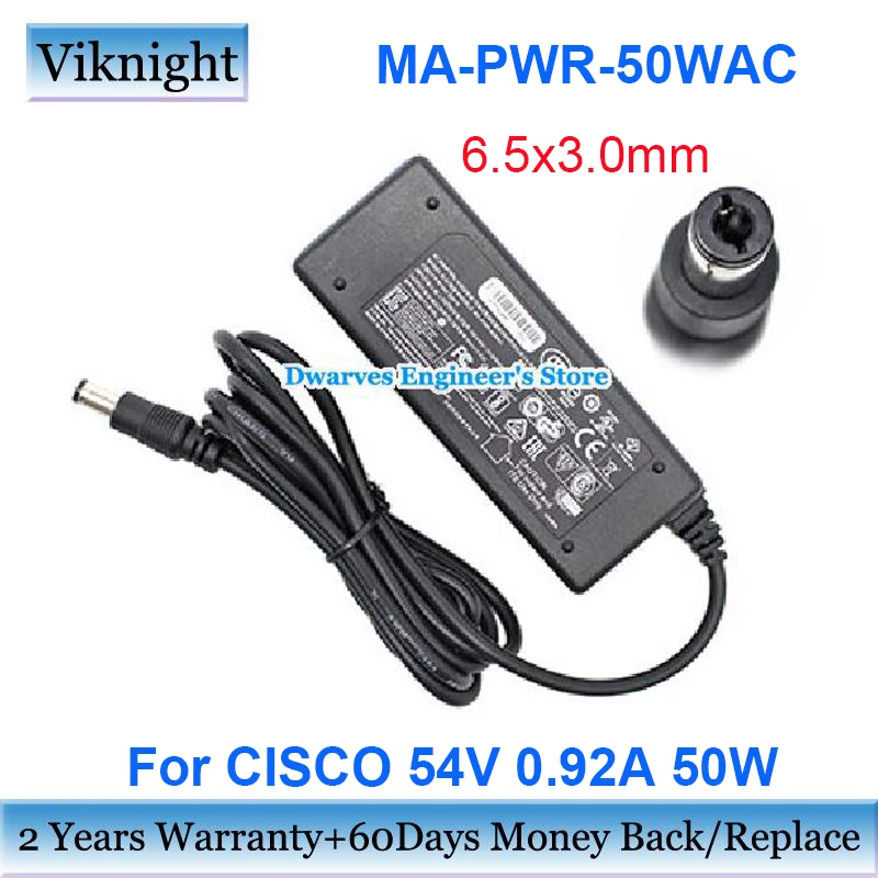 

Genuine For CISCO MA-PWR-50WAC Power Adapter 54V 0.92A 50W 640-53010 Laptop Charger 6.5x3.0mm