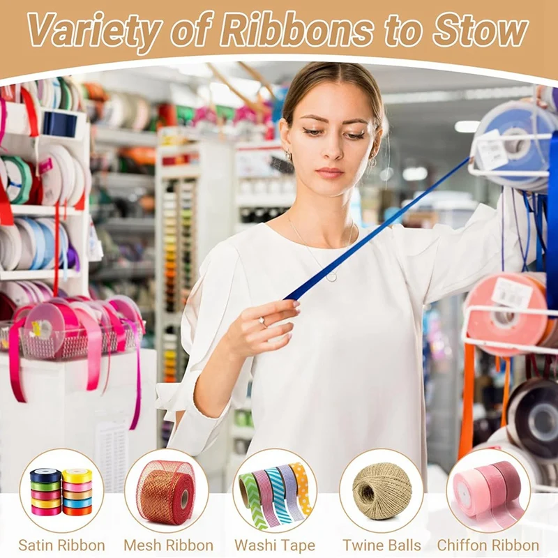 Ribbon Storage Rack  For Craft Mesh Ribbon And Washi Tape Arts And Crafts Supplies Wood Color 1 PCS