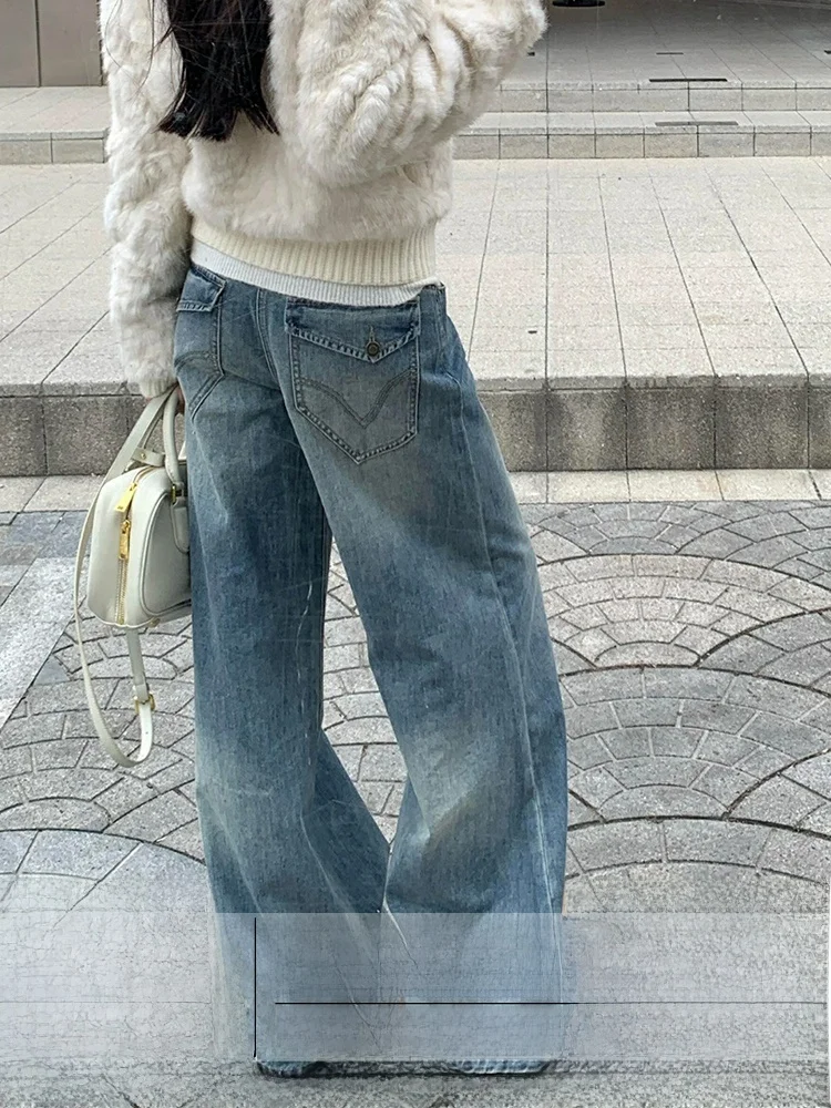 

Джинсы Slim Fit American Sle Denim для женщин, осень-зима, новинка, с высокой талией, прямые, широкие штанины, с вышивкой...