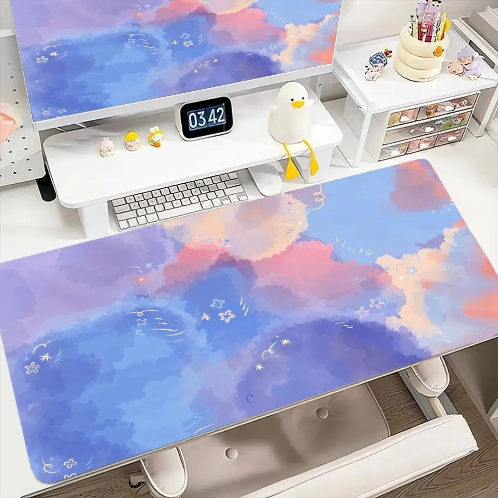 

Large Cute Pastel Cloud Mouse Pad Kawaii Cartoon Desk Mat Anti-slip Rubber Extended Long 900x400 Table Mats Gaming Keyboard Pads