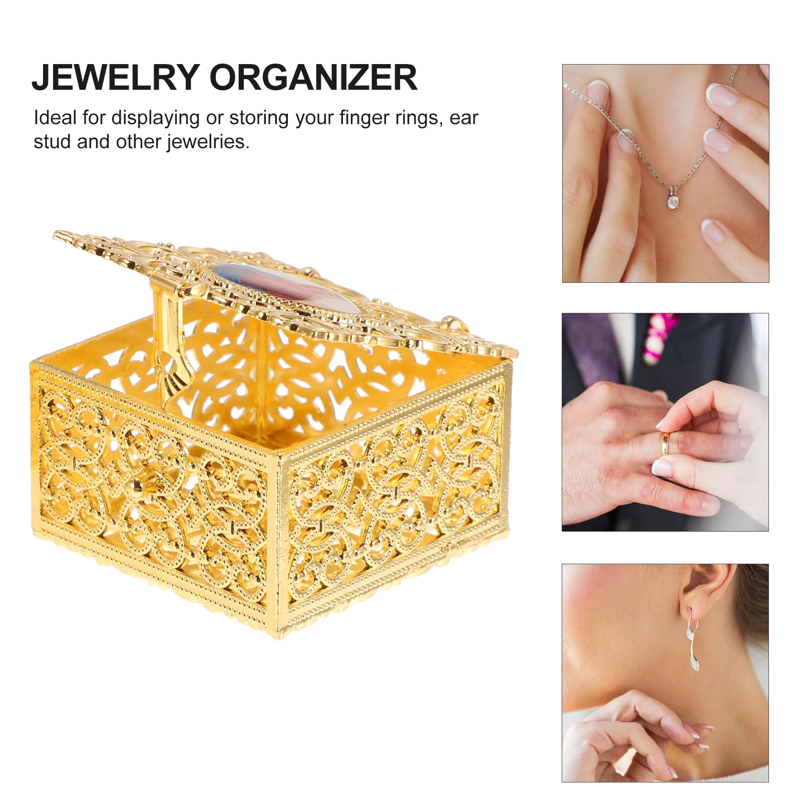 

2Pcs Zinc Jewelry Box Lightweight Portable Jewelry Container Necklace Storage Bedroom Decor ganizer Case Container