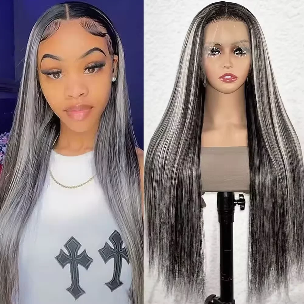 

200% Density Silver Gray Human Hair Straight Hd Lace Wig 13x4 13x6 Transparent Lace Front Wig Colored Brazilian Human Hair Wig