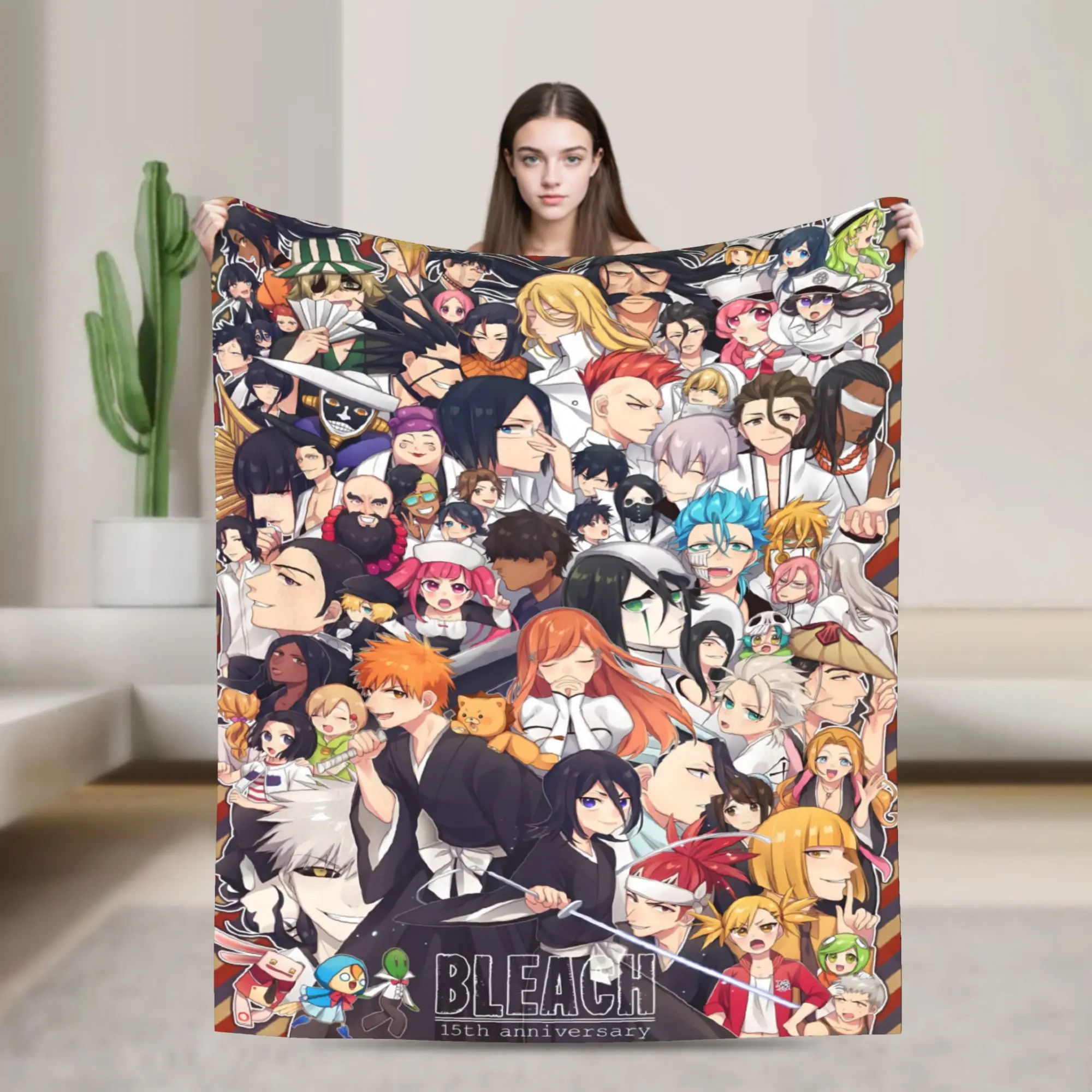 All Character Gathering Flannel Blankets Bleached Super Warm Throw Blanket for Outdoor Travel Office Bedspread Sofa Bed Cover