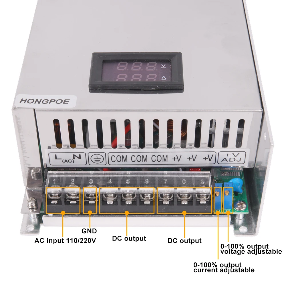 조정 가능한 디지털 디스플레이 전원 공급 장치, 500W, 600W, 1000W, 0-12V, 15V, 24V, 27V, 30V, 36V, 48V, 60V, 72V, 90V, 110V, 150V, 200V, AC to DC SMPS