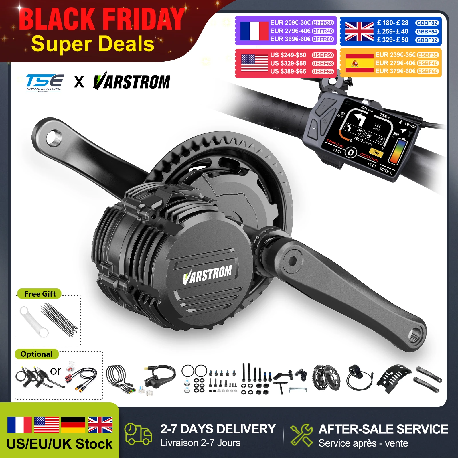 

Tongsheng TSDZ8 750W TSDZ2B 250W 500W TSDZ16 1000W Motor Kit Mid Drive Torque Sensor e bike kits Conversion Engine Electric Bike