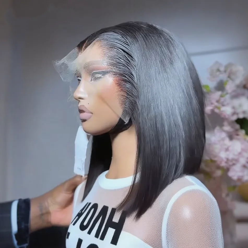 

200% Прямой Короткий Боб 13x6 HD Парики Фронта Шнурка Человеческих Волос 13x4 Прозрачный Парик Фронта Шнурка 5x5 Парик Закрытие Для Женщин