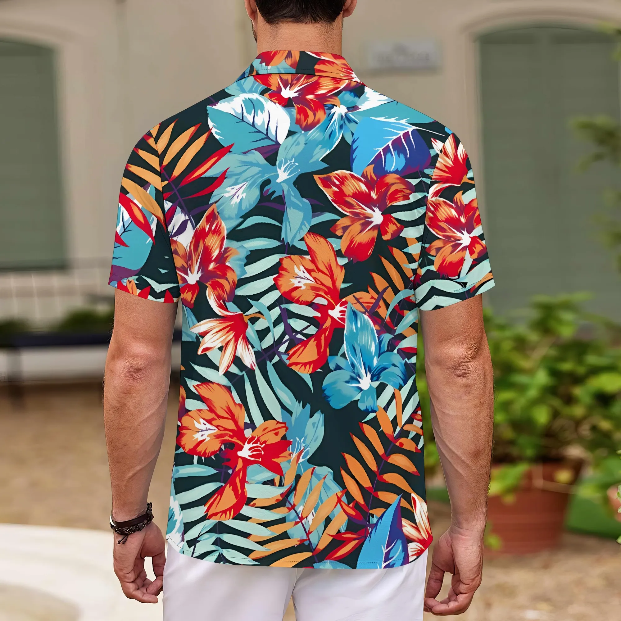 YEAE Tropical Floral Print Shirt for Men Summer Casual Short Sleeve Top