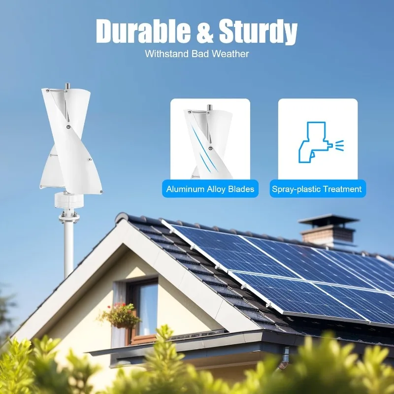 مولد تربيني الرياح، 100 وات تيار مستمر 12 فولت مولد تربيني الرياح ذو المحور الرأسي مع وحدة تحكم، مولد دوار مغناطيسي دائم لـ