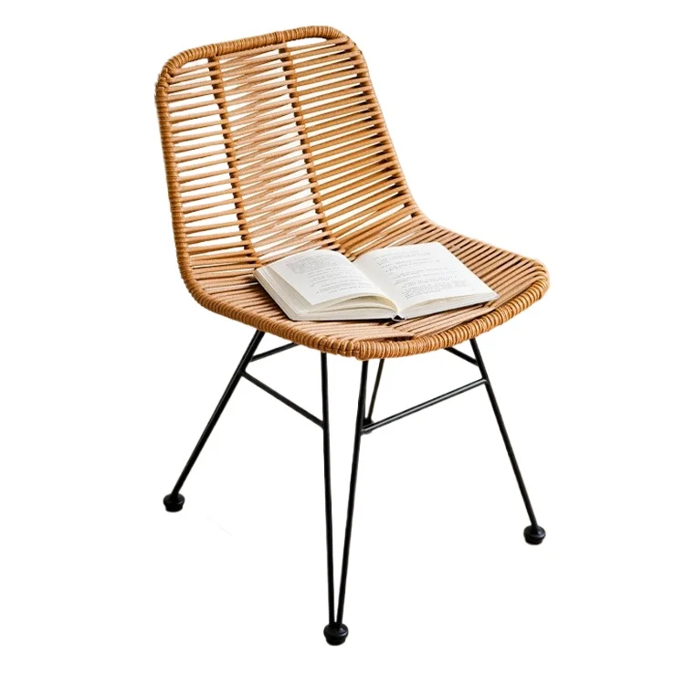 

Nordic Outdoor Imitation Rattan Chair Household Wrought Iron Dining Commercial Restaurant Backrest Chair Out