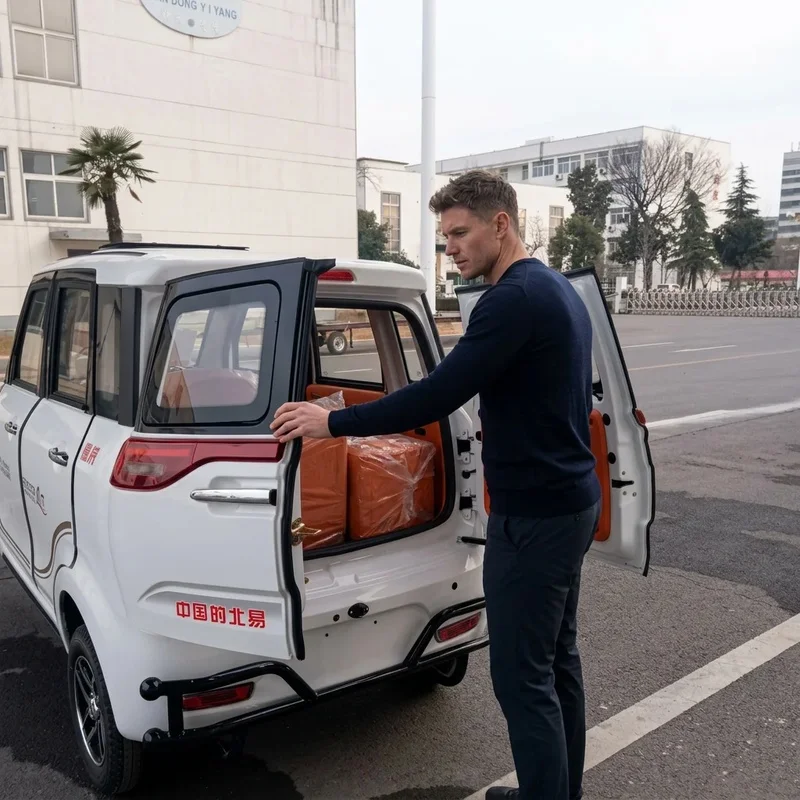 New Closed Cabin Body Passenger Tricycle 4 Seats 45km/h 90km Range Vehicle Citycoco with Women