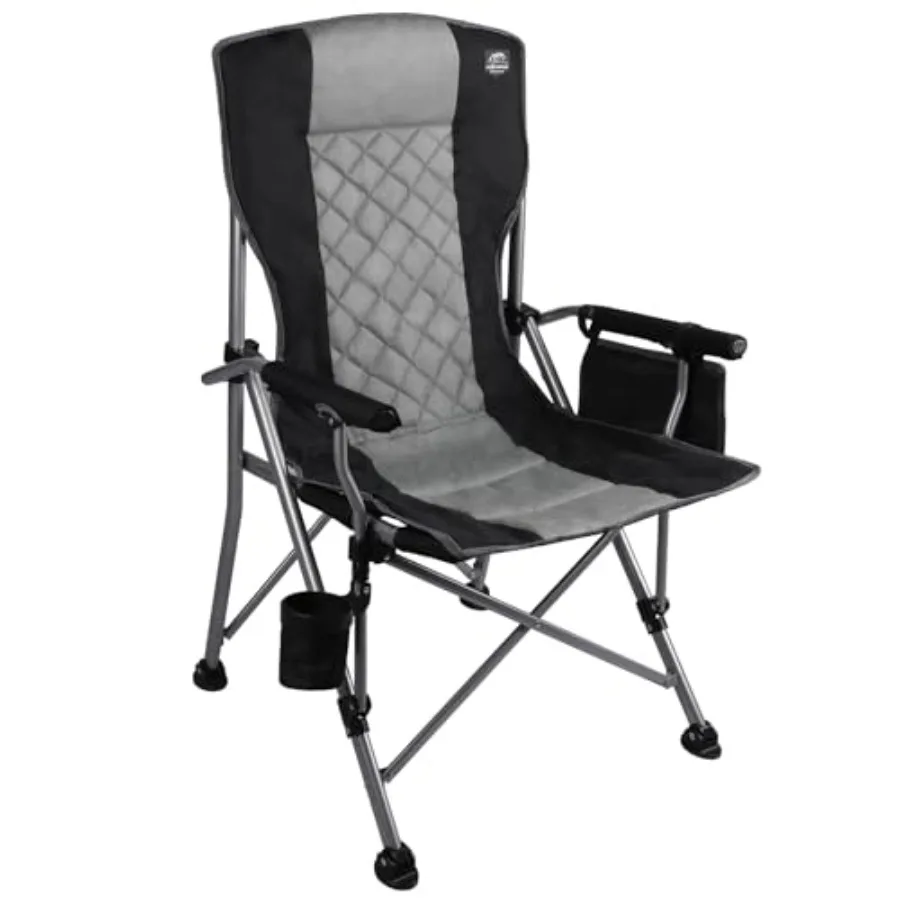 

Folding Padded Camping Chair with Hard ArmrestCup Holder Heavy Duty for Adults Paded Backrest Portable Lawn Lightweight Outdoor