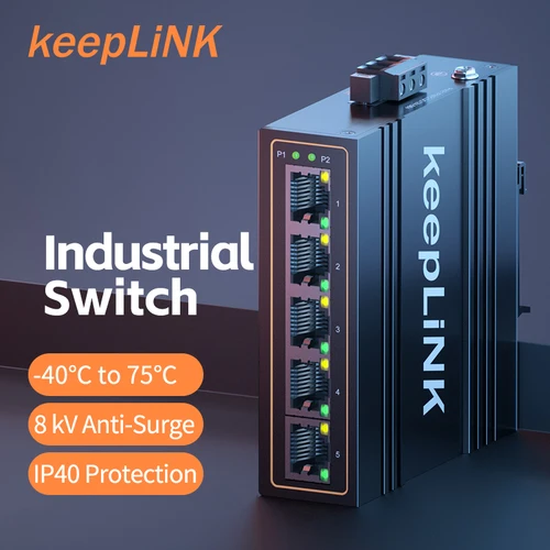 KeepLiNK interruptor Ethernet Megabit Industrial de 5 puertos