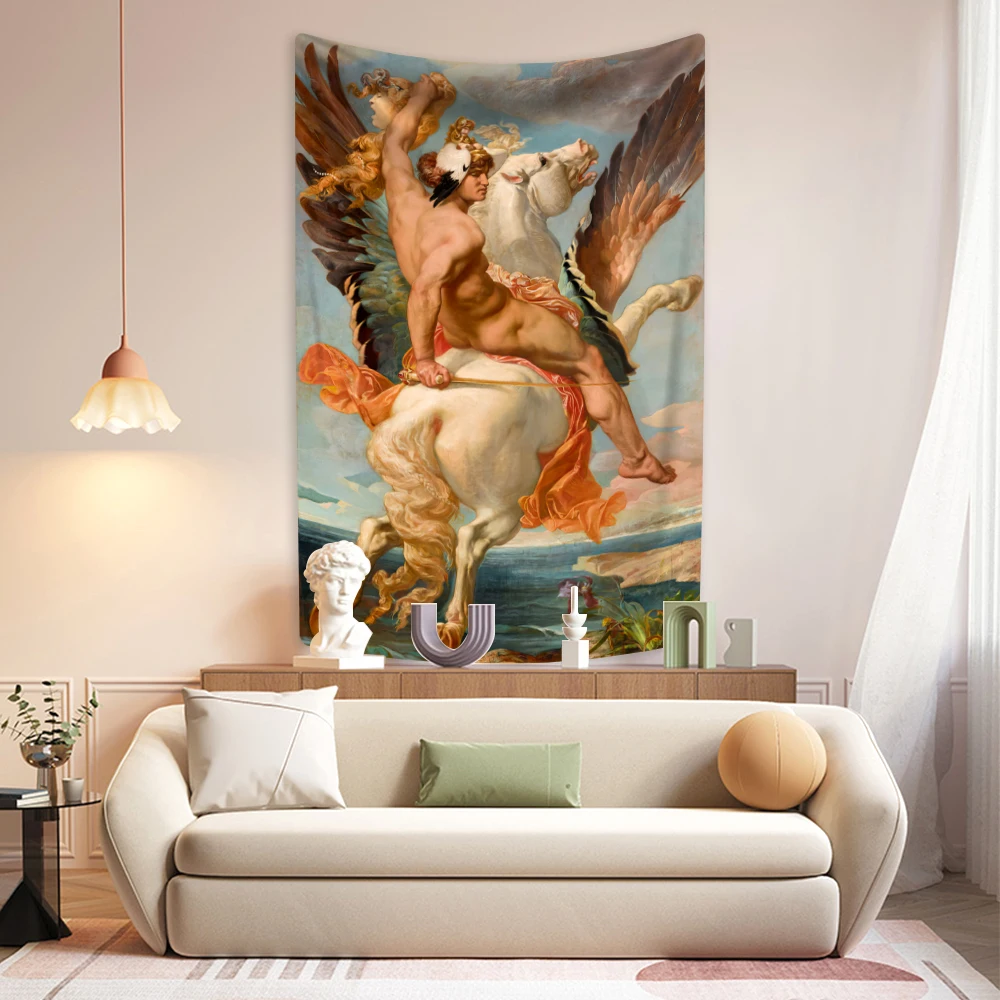 

Ancient Greek Mythology Tapestry Oil Painting Printed Boho Home Decor Wall Hanging Living Room Bedroom Background Sofa Blanket