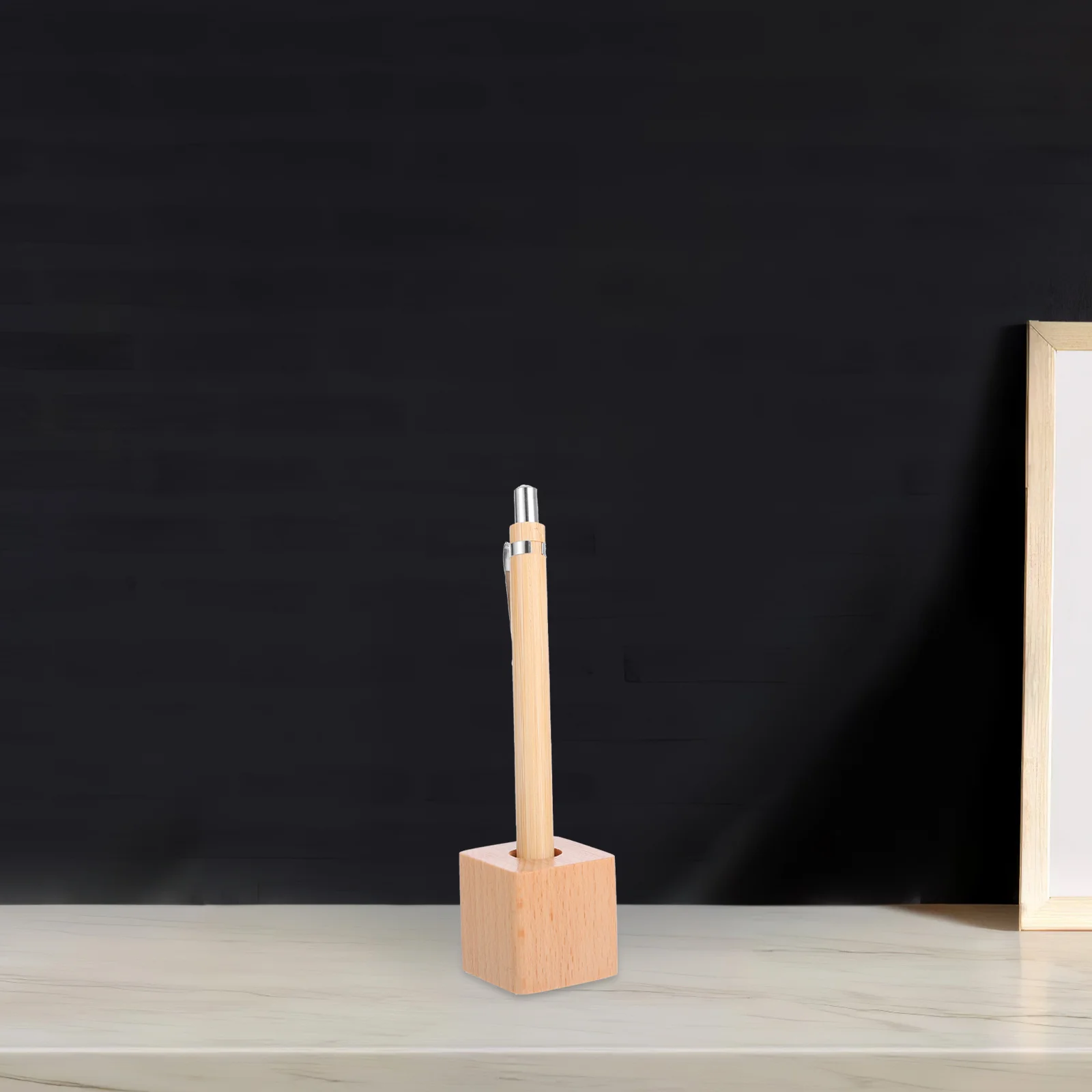 حامل قلم واحد منظم سطح المكتب الخشبي ديكور المكتب الجمالي حامل قلم تصميم بسيط للمدرسة للاستخدام المنزلي ملحقات المكتب #1