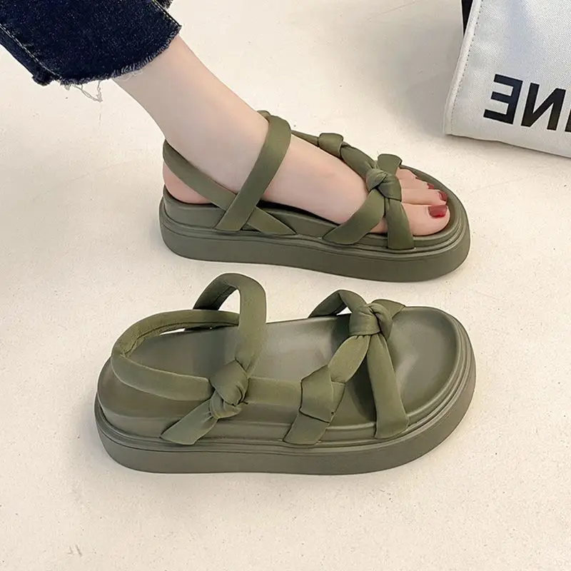 Summer New Platform Sandals Women\'s All-match Thick Soled Open Toe Soft Sole Leisure Roman Beach Shoes