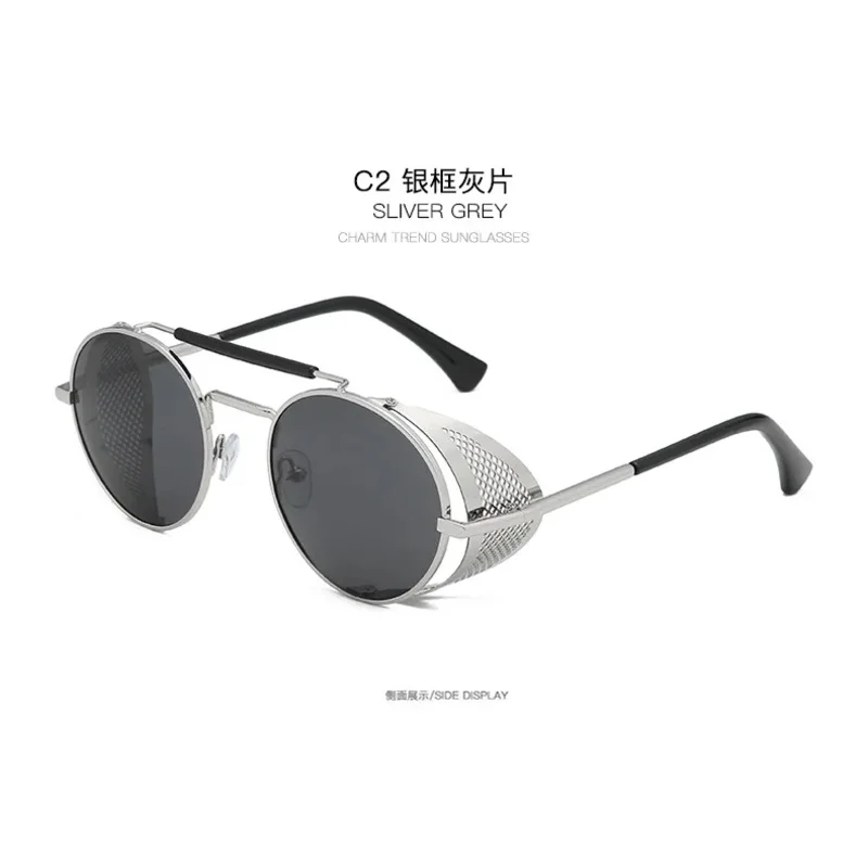 CyGood Omens Devil Crowley 데이비드 테넌트 선글라스 코스프레 소품 레트로 라운드 메탈 선글라스 스팀펑크 남성 및 여성 안경