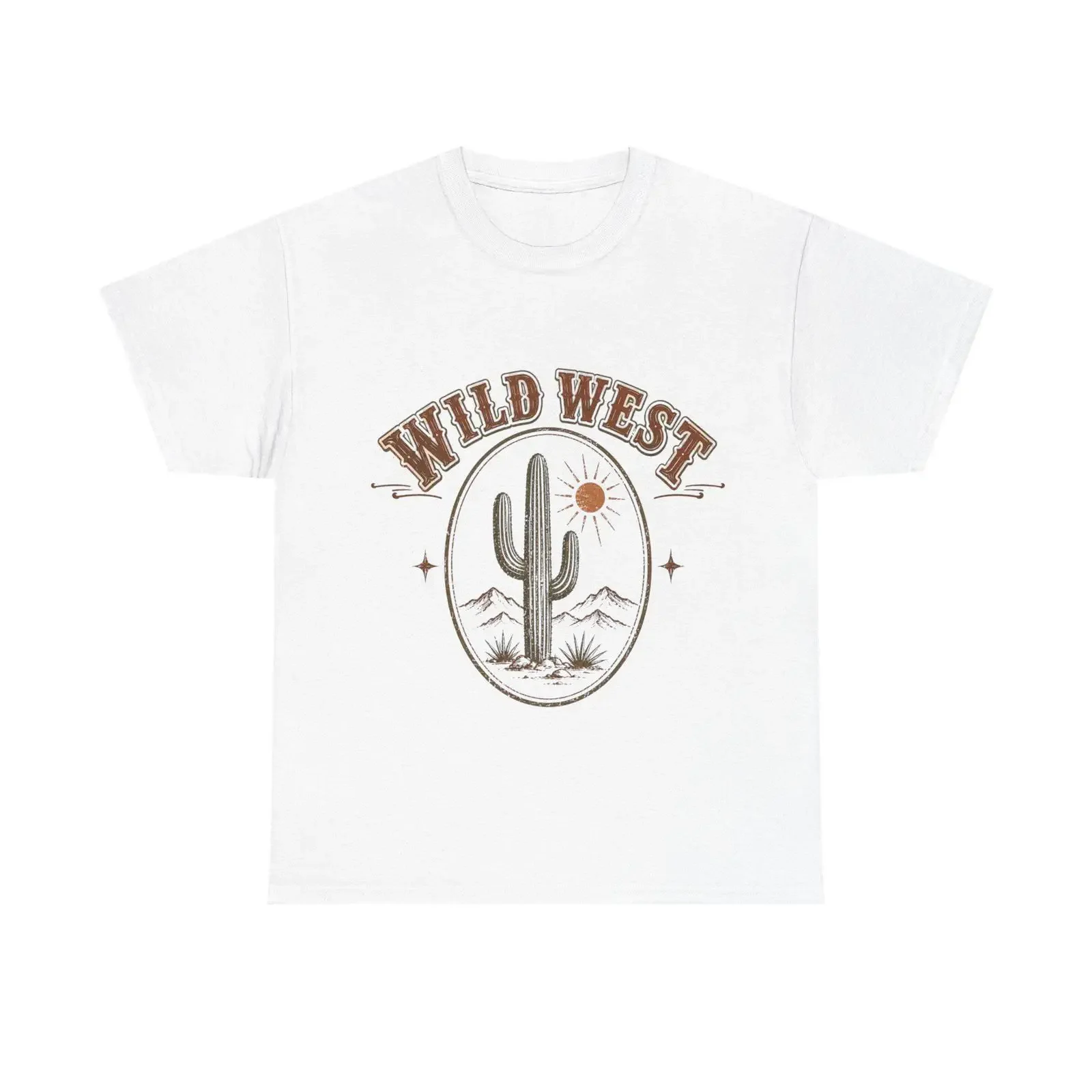 Wild West Cactus T Shirt Desert Saguaro  vintage Washed Breathable Stretched Soft fashion designer clothes Comfortable Stylish