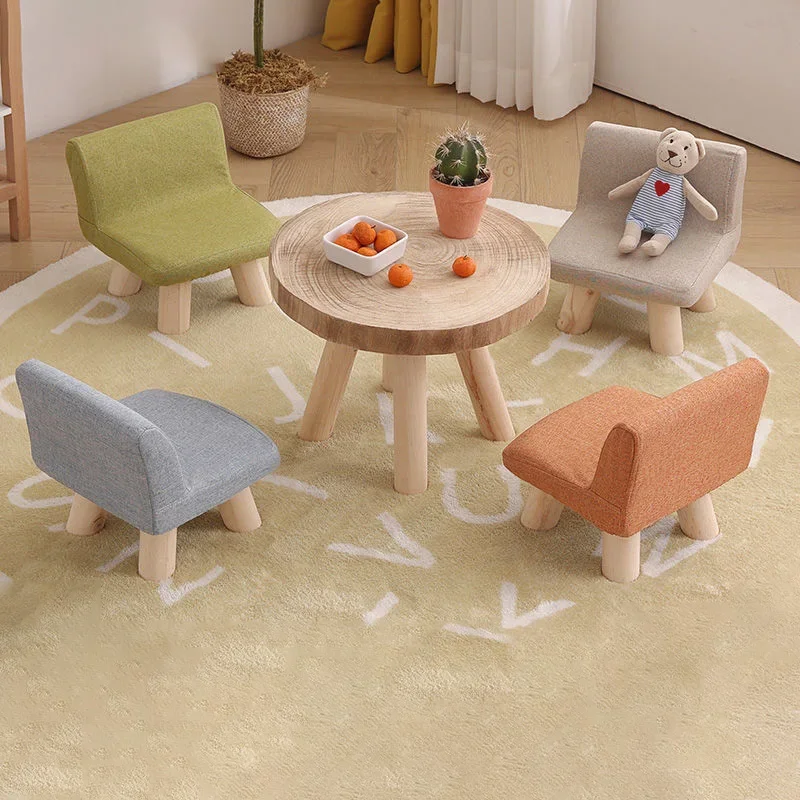 

Nordic Backrest Small Wooden Low Stool Modern Relaxing Soft Floor Kids Shoe Changing Living Room Dining Stool Furniture Home