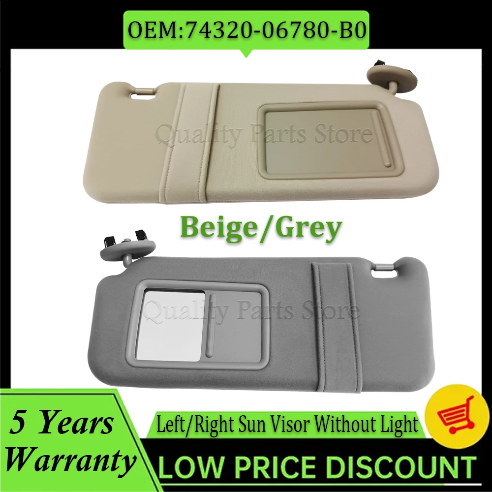 

For Toyota Camry 2007 2008 2009 2010 2011 Grey/ Beige Driver Passenge Side Sun Visor Without Light 74310-06750-E0 74320-06780-B0
