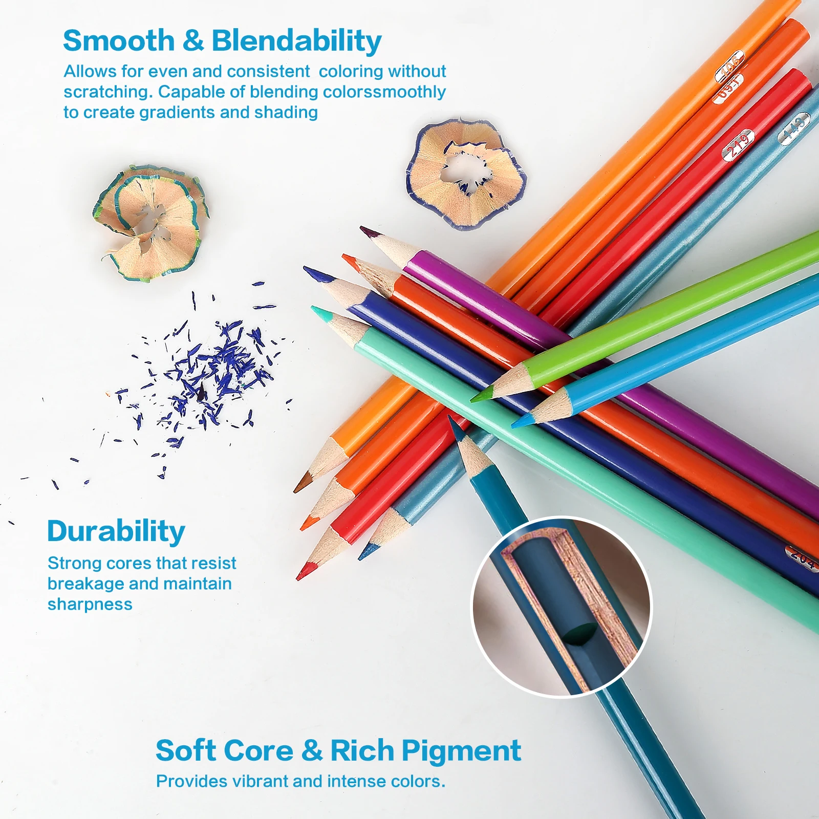 260 قلم رصاص ملون، مجموعة أقلام تلوين ناعمة تعتمد على الزيت مع سحاب للفنانين رسم وتظليل المزج