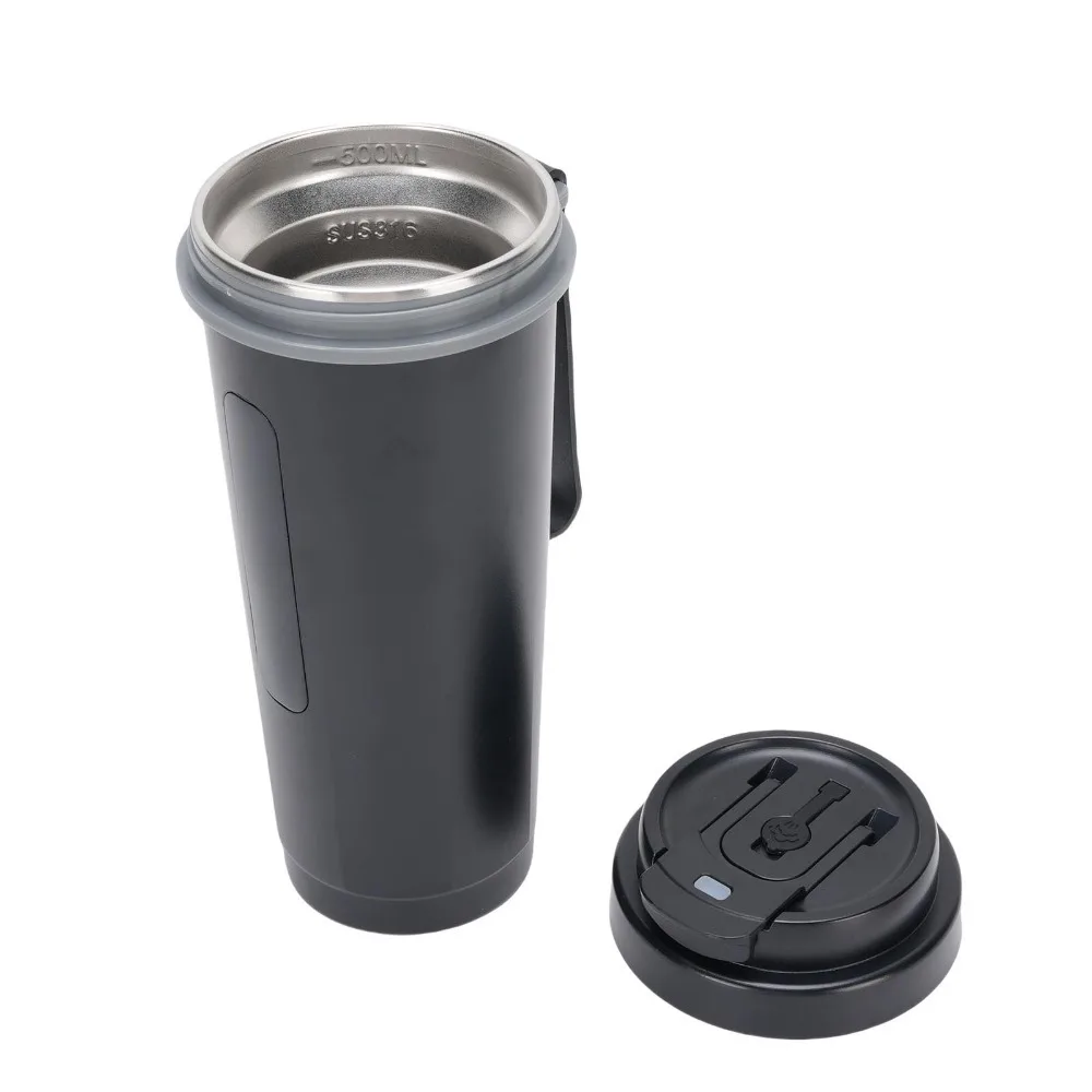 Rustless Steel Electric Kettle Car Plug Power Supply Digital Temperature Display Travel Mug Cup Holder Compatible Leak Proof