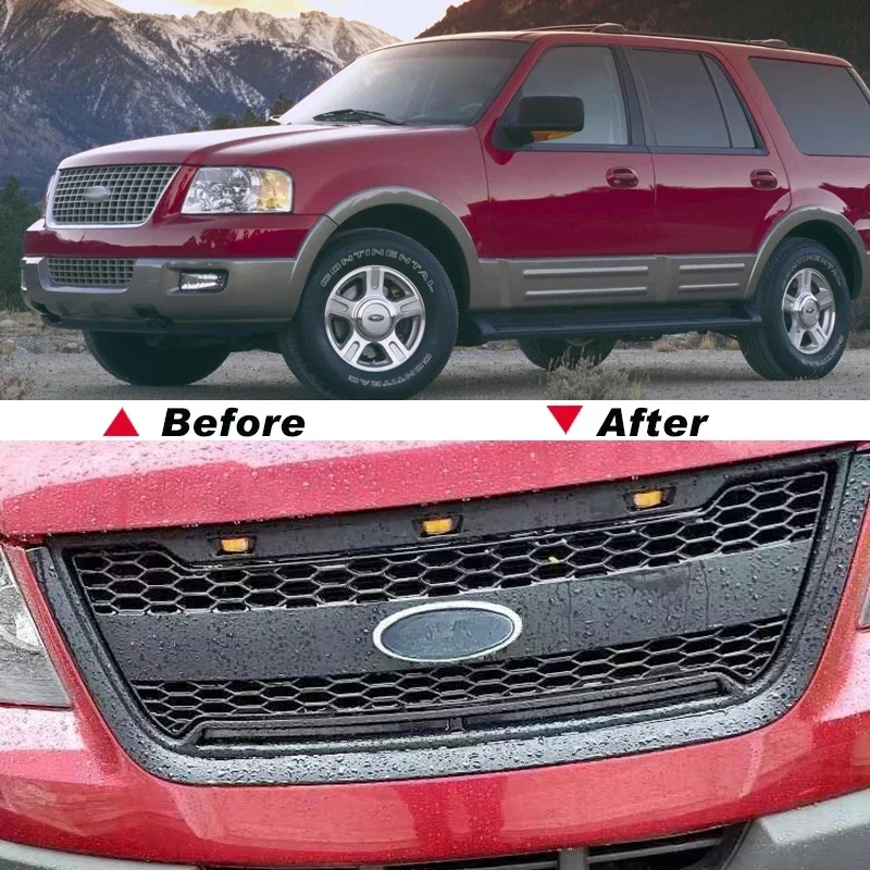 Fit for 2003-2006 Ford Expedition grille with LED lights  2004 2005 Expedition front bumper modification