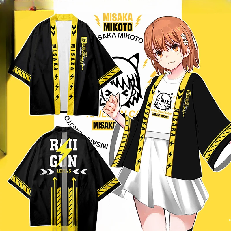 Anime Toaru Majutsu No Index Misaka Mikoto Cosplay Costume Japanese Kimono Cardigan Shirt Haori Cloak Party Tops Streetwear