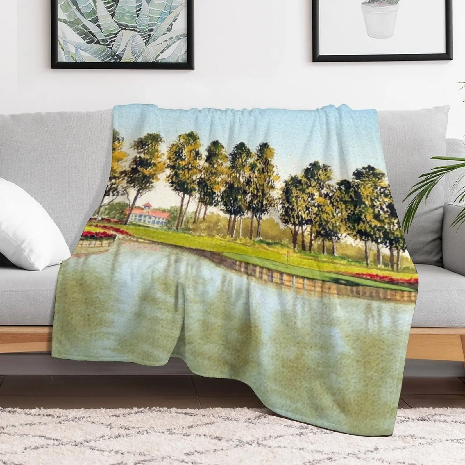 Sawgrass Golf Course Hole 17 Throw Blanket Custom Luxury St funny gift Soft Plush Plaid Blankets