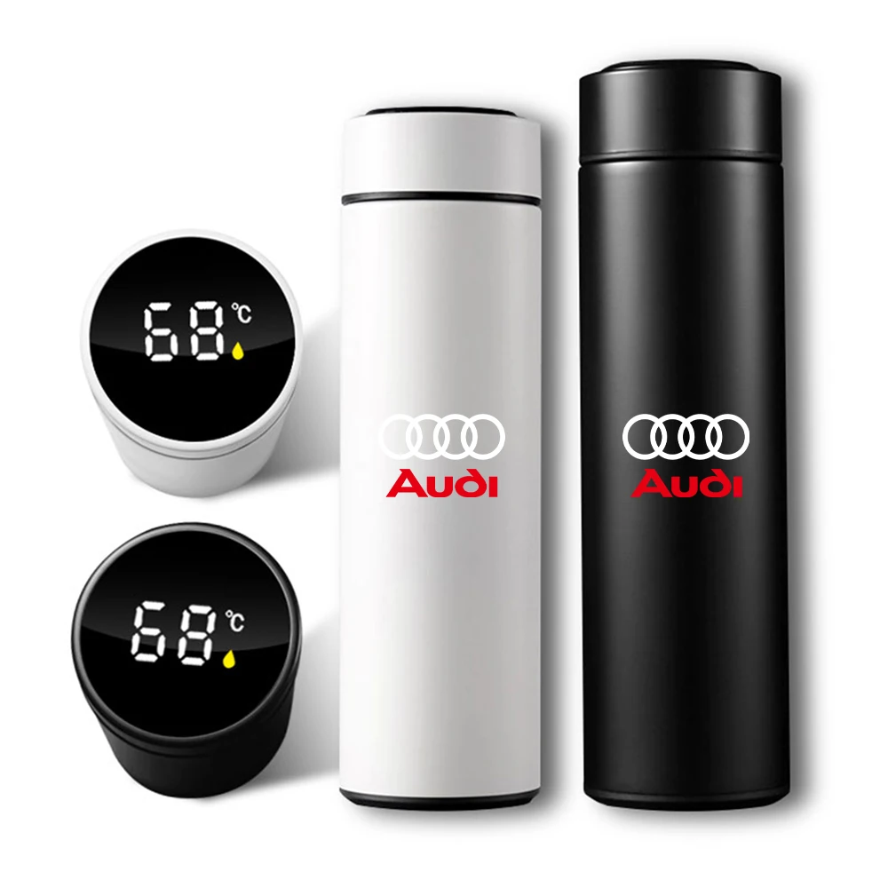 For Audi A3 A6 C7 A4 B7 Sline S3 S4 S5 A5 Q3 Q5 RS TT Stainless Steel Intelligent Thermos Cup Temperature Display Thermos Bottle