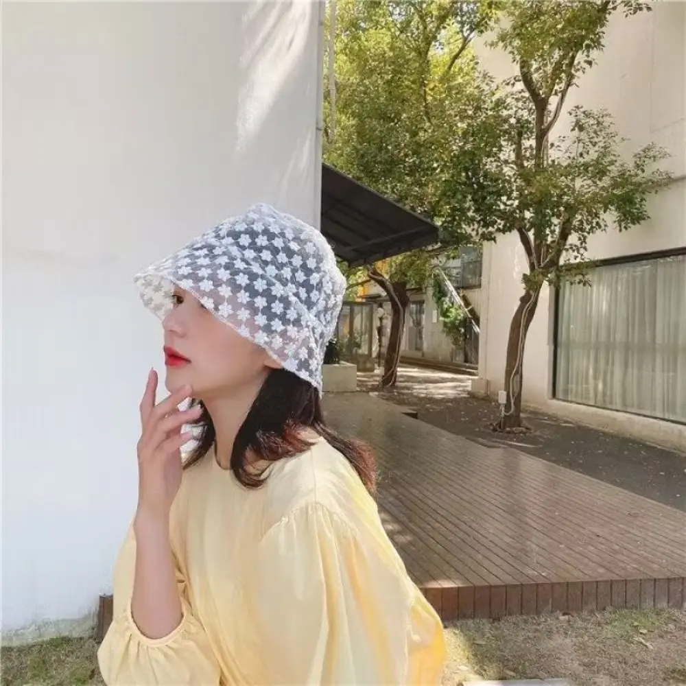 

Gifts Lace Summer Fashion Fisherman Hat Foldable Ladies Sun Hat Women's Flower Cap Portable Sun Protection Sun Hats