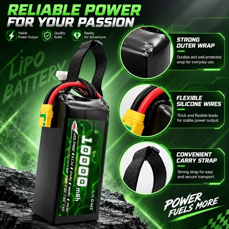 Drone Lipo Battery 10000mAh 25C High Rate 11.1V 22.2V Optional RC Model Lithium Battery for Multi‑Rotor Aerial Photography
