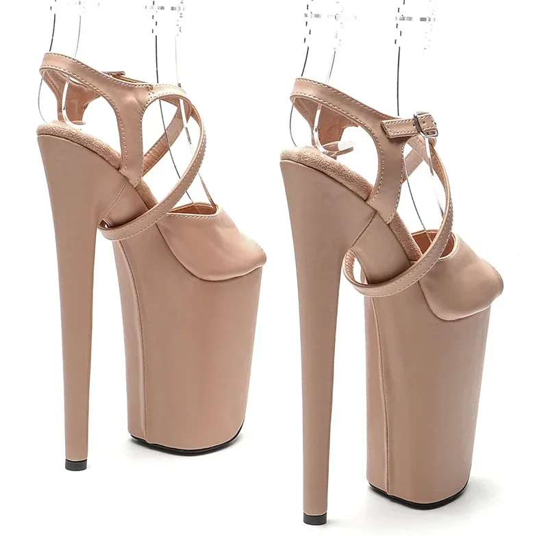 Leecabe 23CM / 9inches Matte  PU  Upper Small open toe platform   fashion  High Heels Sandals Pole Dance shoes