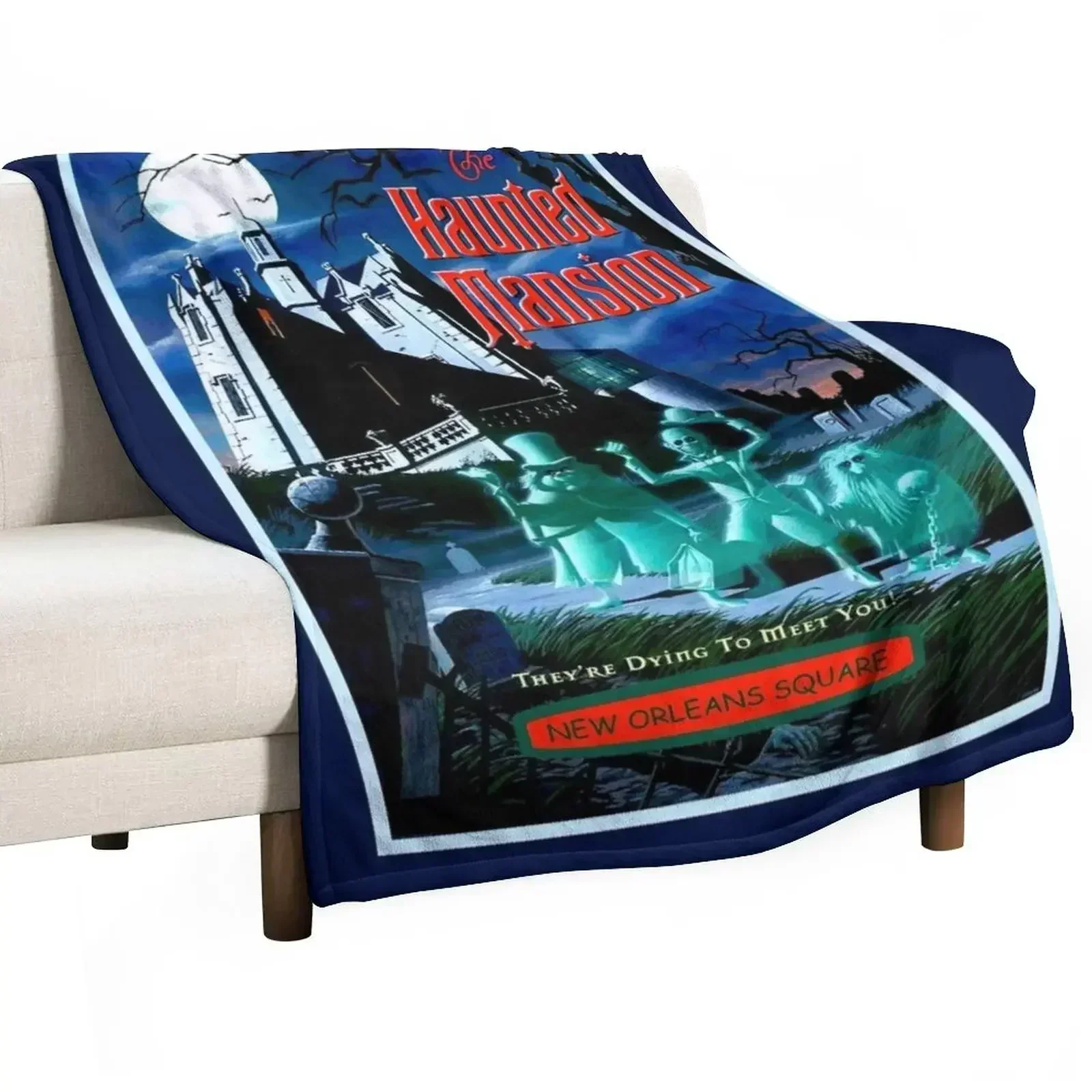 

HAUNTED MANSION : Vintage Ghosts Advertising Print Throw Blanket Luxury Thicken bed plaid Blankets